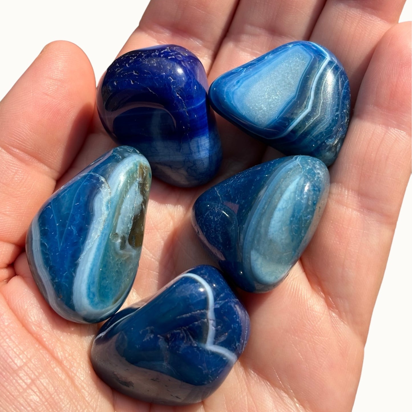 Blauwe agaat trommelsteen