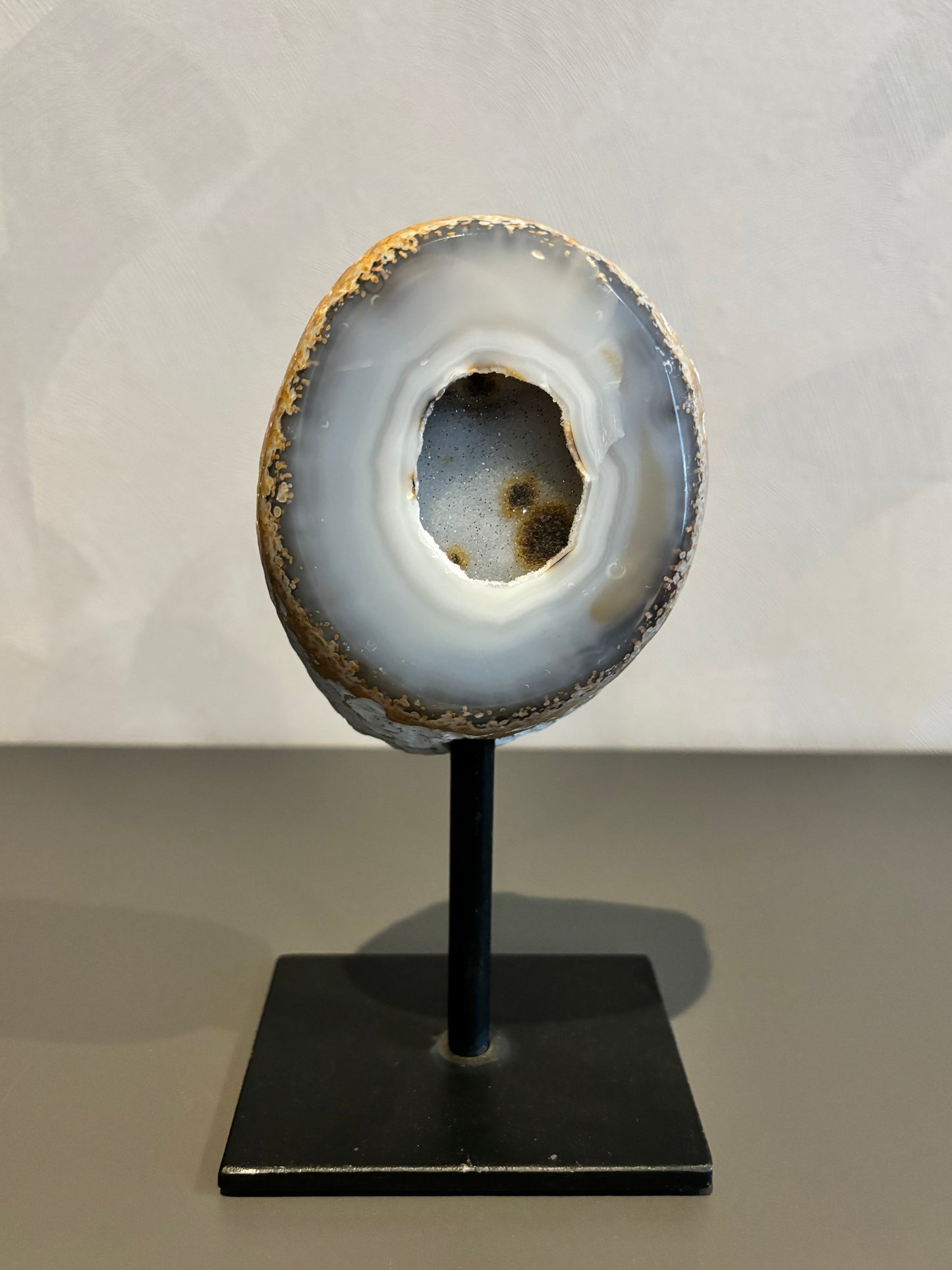 White Agate with White Crystal Formation on Standard #9