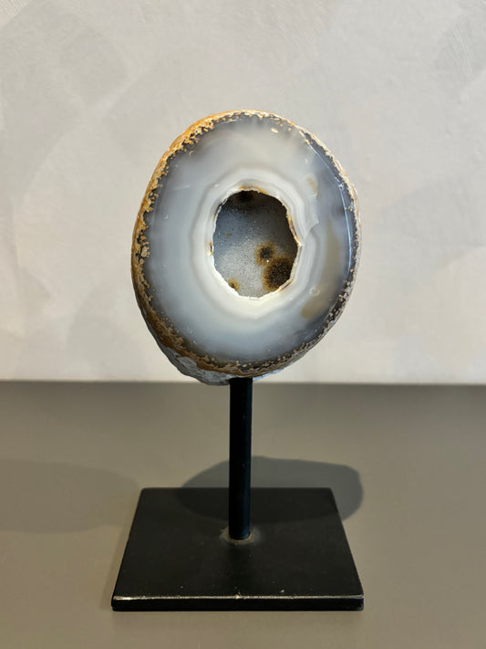 White Agate with White Crystal Formation on Standard #9