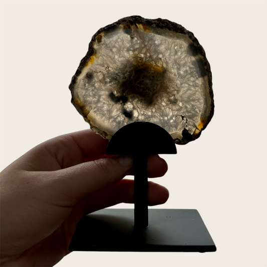Agaat schijf standaard met schroef 7,5cm