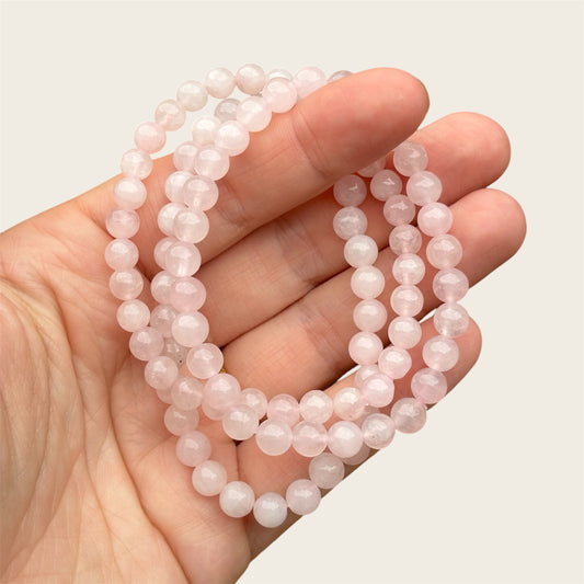 Rozekwarts kogelarmband 6mm