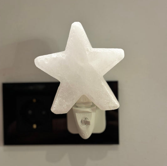Salt Stone Night Light Star - White