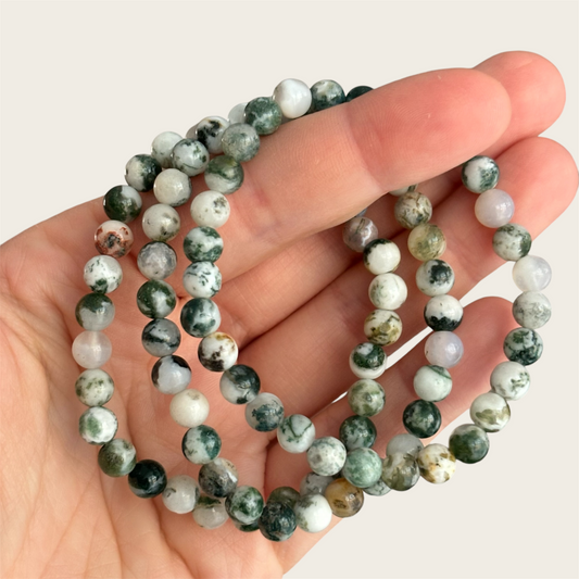 Boom agaat kogelarmband 6mm